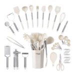 Nuovva 36pc Non-Stick Silicone Kitchen Utensils, Cream