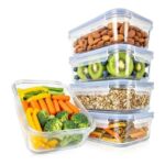 NutriChef 5-Pack 1L Glass Food Containers with Lids Blue