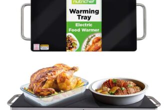 NutriChef Food Warmer Buffet Server Electric Warming Tray Hot Plate for Parties & Catering, Glass Surface Keeps Food Warm