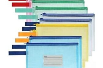 OFFCUP A5 Plastic Zipper Wallets with Label Pocket, 10pcs