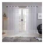 OHS Latina Diamante Voile Net Eyelet Curtains, White – 55 X 87