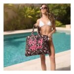 OHS Leopard Print out of Office Slogan Beach Bag & Pouch