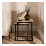 OHS Manhattan Nest of 2 Square Tables – Natural Wood