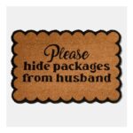 OHS Please Hide Packages Print Coir Mat – Brown/Black