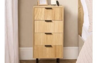 OHS Ribbed 4-Drawer Unit – Light Wood