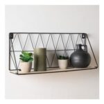 OHS Wire & Wood Geometric Wall Shelf – Black