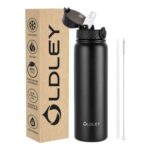OLDLEY Stainless Steel Water Bottle with Straw 1L