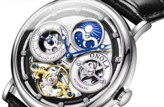 ONOLA Automatic Movement 6837 New Design Dual Time Zone Moon Phase Waterproof Tourbillon Mechanical Watch for Man Holiday Gifts