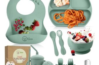 Odoe 11-Piece Baby Weaning Set with Suction Bowl, Spoons, Bibs