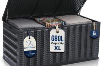 Olsen & Smith 680L Folding Garden Storage Box, Quick Setup & Space-Saving Folds Away When Not in Use, 5-Min Setup, Wheels & Handles, Gas-Assisted Lid, Lockable Padlock, Weatherproof, Indoor/Outdoor