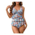One-Piece Padded Swimsuit with Tummy Control, Light Blue, Size S