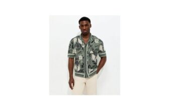 Only & Sons Light Green Relaxed Jacquard Short Sleeve Shirt