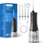 Operan Rechargeable Oral Irrigator 300ML,Black,1 Pack4 Nozzles