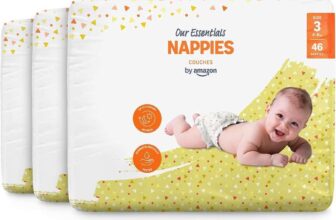 Our Essentials by Amazon Nappies – Size 3 (4-9kg) – 138 count (3 Packs of 46)
