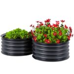 Outsunny 2Pcs Galvanised Steel Raised Beds for Garden, 60x60x30cm Dark Grey