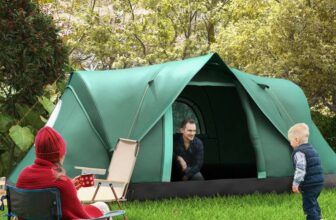 Outsunny 5 Man Camping Tent, Large Tunnel Tent, w/ Groundsheet and Carry Bag – Dark Green