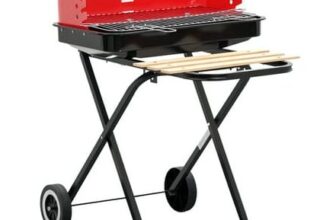 Outsunny Foldable Charcoal Trolley Barbecue BBQ Grill