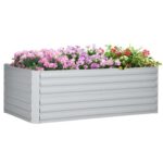 Outsunny Raised Garden Beds, 180 x 90 x 59cm, Light Grey Galvanised Steel