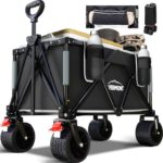 Overmont 150kg Festival Camping Trolley on Wheels – Heavy Duty Folding Wagon Cart with All-Terrain Wheels – Sold by Tongtu-EU / FBA