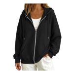 Oversized Ladies Sweatshirt Zipped Hoodie Long Sleeve Grey