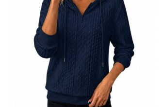 Oversized Womens Hoodie with Half-Zip and Ribbed Cuffs