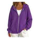 Oversized Womens Zip Hoodie Long Sleeve Sweatshirt