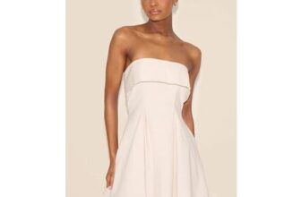 PLT Floral Printed Linen-Blend Bandeau Fold over Shift Dress