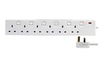 PRO ELEC 6-Gang Switched Mains Extension Lead, 5m, 13A, White