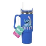 Paladone Disney Stitch 900 Ml Blue Insulated Travel Cup and Straw