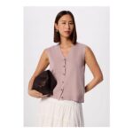 Pale Pink v Neck Button Front Knit Tank