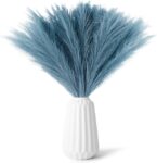 Pampas Grass 30 Pieces Natural Dried Flowers, Bohemian Decoration for Wedding and Living Room, Blue