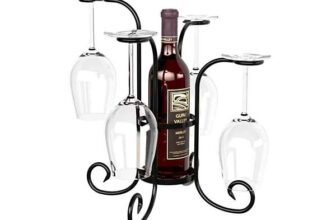 Panacea Black Gloss Freestanding Wine glass & bottle rack, (H) 310mm x (W) 20mm