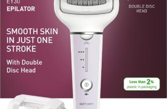 Panasonic ES-EY30-V511 Wet and Dry Epilator, Double Disc with 60 Tweezers, Flexible 90 Pivoting Head, 3 Speed Settings & LED Light, Up to 30 Minutes Operation Time, Cordless, Hair Remover