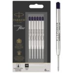 Parker Ballpoint Pen Refills Medium Point Black QUINKflow Ink 6 Count Value Pack