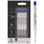 Parker Ballpoint Pen Refills Medium Point Blue QUINKflow Ink 6 Count Value Pack – £6.83 S&S