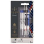 Parker Jotter London Ballpoint and Gel Pen Refill Discovery Pack: 3 Quinkflow Refills for Ballpoint Pens & 3 Quink Gel Refills