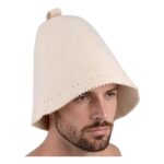 Penitue Wool Sauna Hat for Men & Women, Breathable Beige