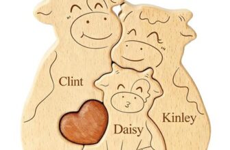 Personalised Wooden Highland Cow Family Puzzle with Custom Name