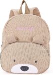 Personalized Kids Backpack with Name Cute Bear Design Toddler Rucksack Durable Custom Daypack with Zipper Closure & Adjustable Straps for Kindergarten