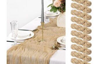 Pesonlook 12-Pack Light Brown Cheesecloth Table Runner, 35×120 In