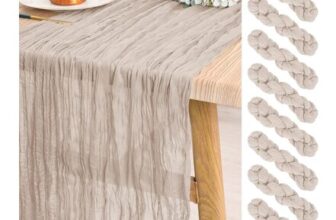Pesonlook 8-Pack Gauze Table Runner, 10ft, Brown/Gray Boho Rustic