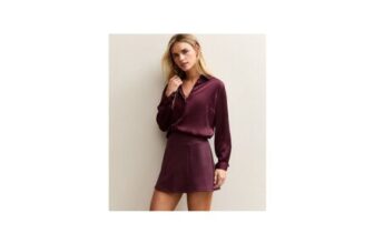 Petite Burgundy A-Line Mini Skirt