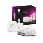 Philips Hue NEW White and Colour Ambiance Smart Light Bulb Starter Kit, 75W – 1100 Lumen E27 Edison Screw 2 Bulbs Smart Button