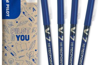 Pilot V7 Liquid Ink Rollerball 0.7mm Tip – Blue, Pack of 4
