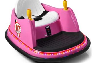 Pink Gymax Electric Kids Ride-on Car with Remote Flashing Lights