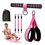 Pink Pedal Resistance Band with Handles, Adjustable 3-Tube Tension