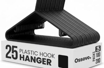 Plastic Coat Hangers Black, 25 Pack Plastic Hangers Coat Hangers Non-Slip Hook Space-Saving Lightweight Durable Ideal for adult clothes