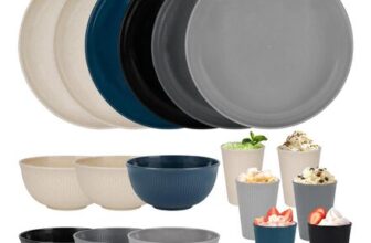 Plastic Dinner Set for 6 18pc Plates & Bowls