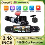 Podofo 3.16 Inch 1080P Dash Cam Four HD Lenses Front Left Right Interior Rear View with code – Podofo UK AutoPro Supplies Store
