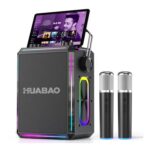 Portable Bluetooth Karaoke Speaker with 2 Wireless Microphones, RGB Lights